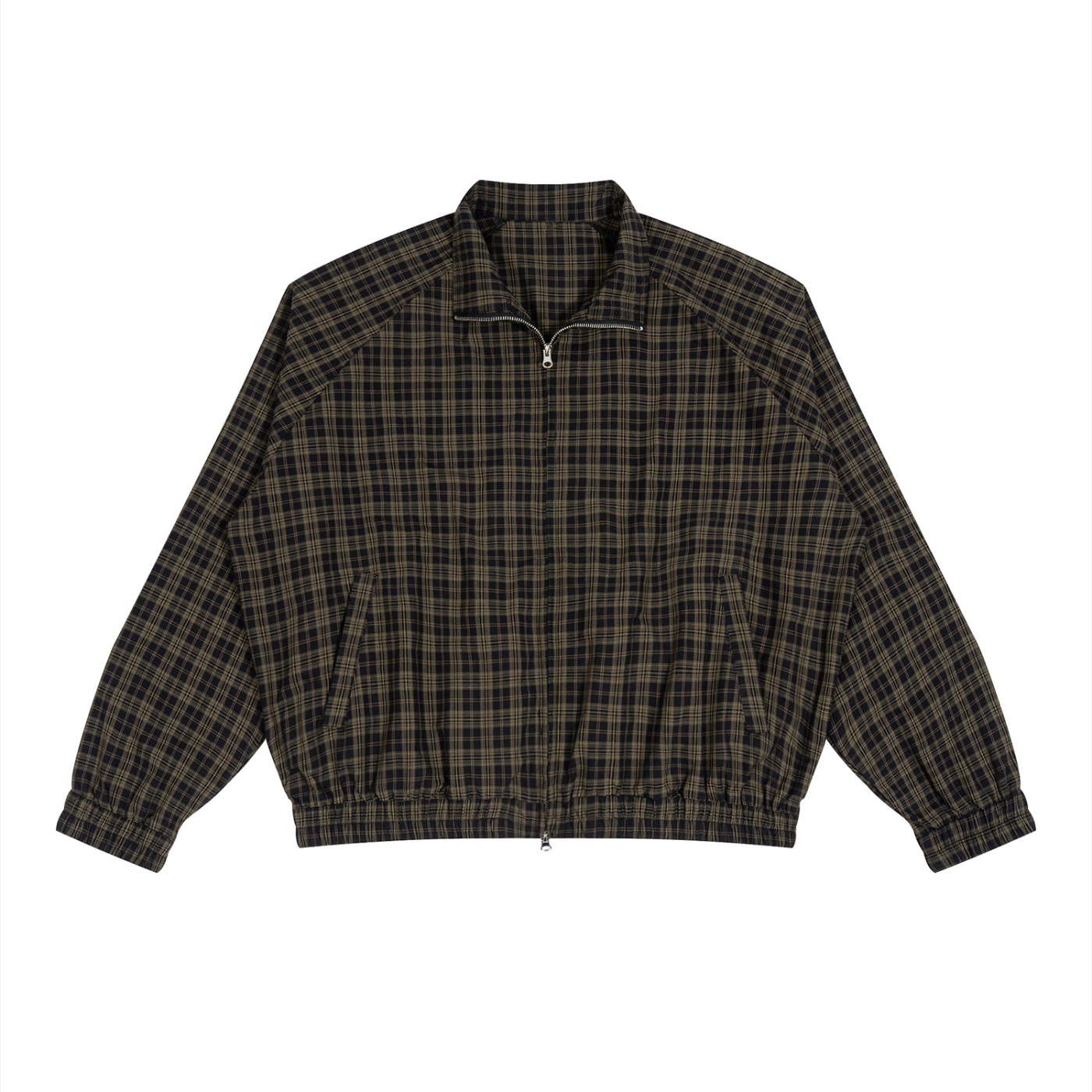 Plaid Full-Zip Track Jacket