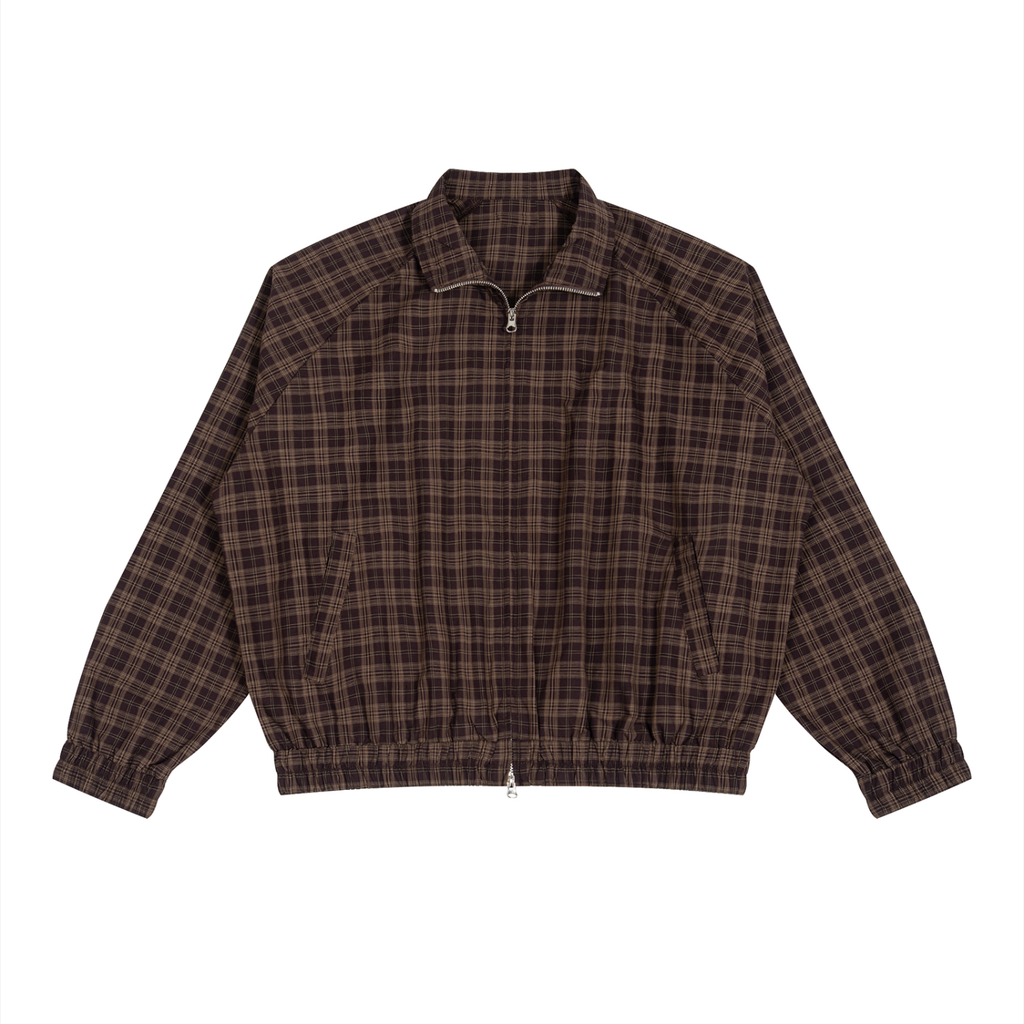 Plaid Full-Zip Track Jacket